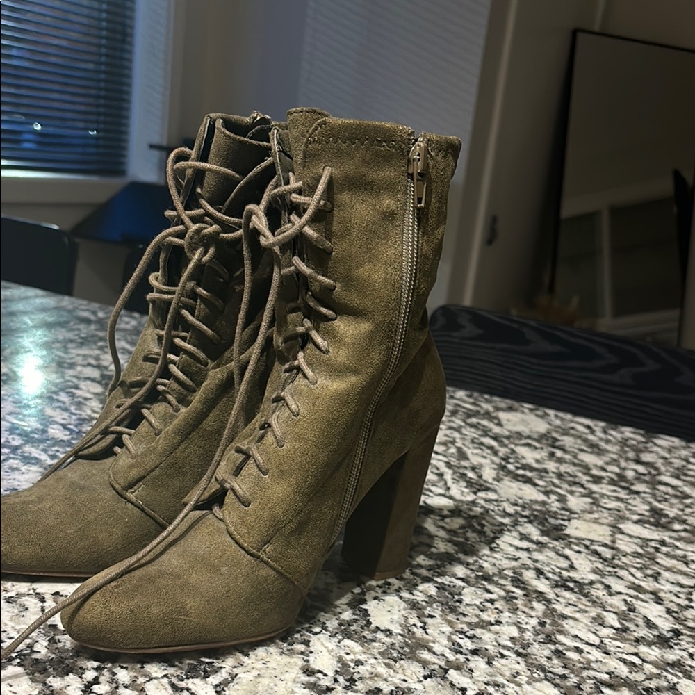 Stylish Olive Lace-Up Boots